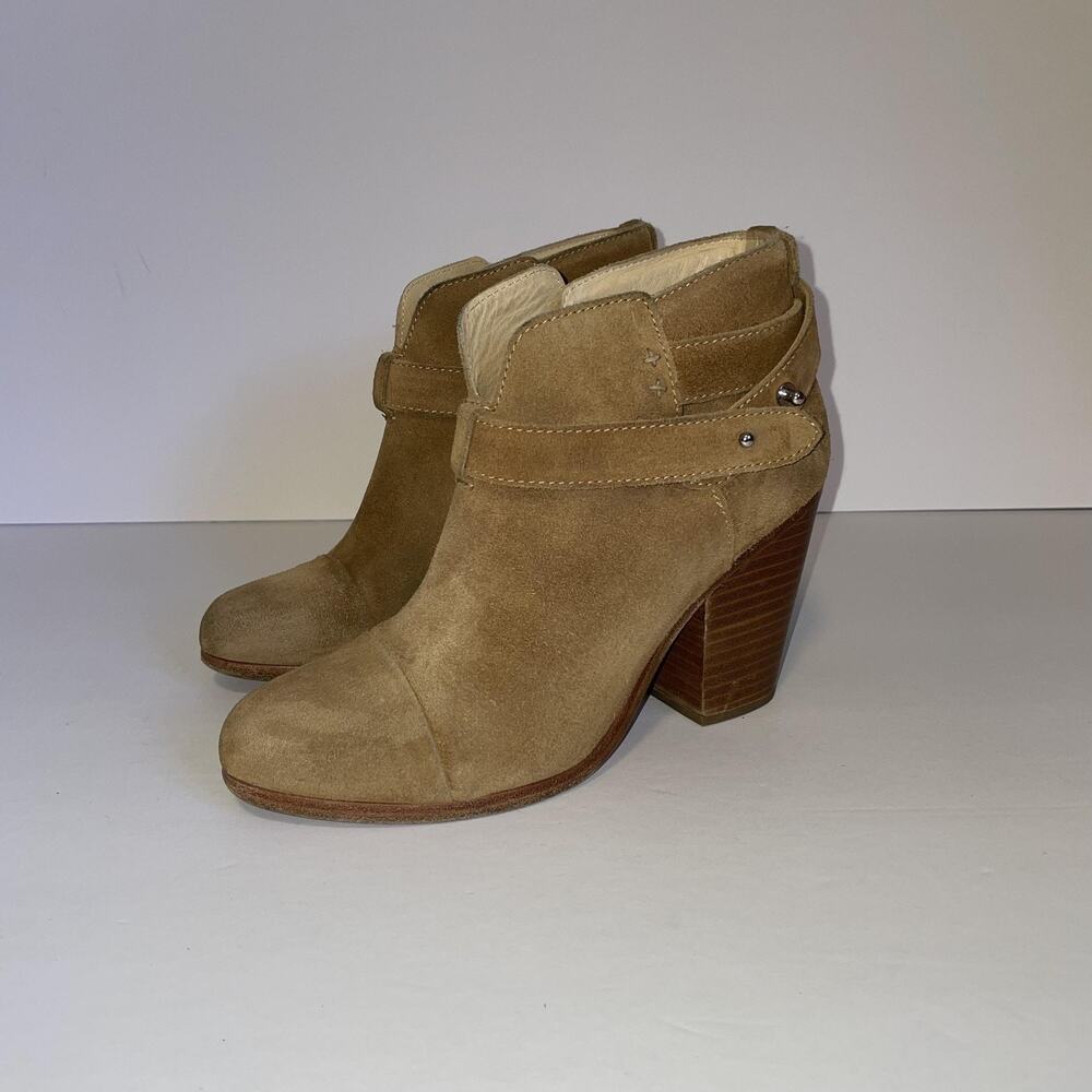 Rag & Bone Boots Womens Size 36.5 Suede Made in Italy Stacked Heel Ankle Booties